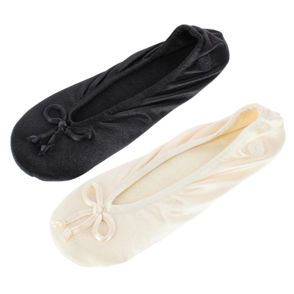 Isotoner Women's Satin Plus Size Ballerina Slippers (Pack of 2)